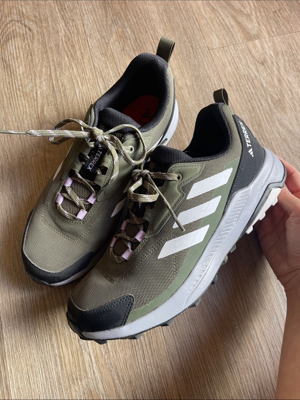 adidas Terrex Olive Green and White Trail Sneakers